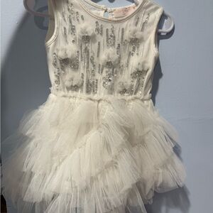 Tutu Du Monde Cream Dress with Silver Details